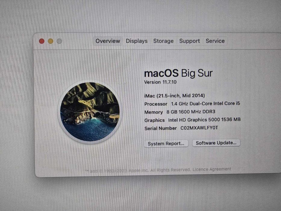 IMac 21.5 inch.an 2014 memorie 8gb. Utilizat