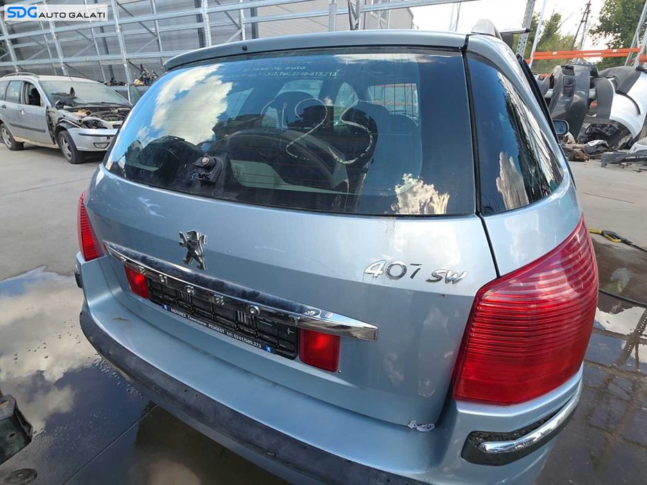 Haion Hayon Portbagaj Dezechipat cu Luneta Geam Sticla Peugeot 407 SW Break Combi 2004 - 2010 Culoare Albastru Azuriu EYL (imperfectiuni) [Q7832]