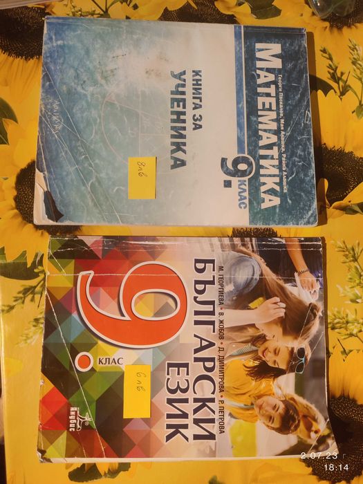 Учебник по Български език и Книга за ученика по Математика за 9. клас