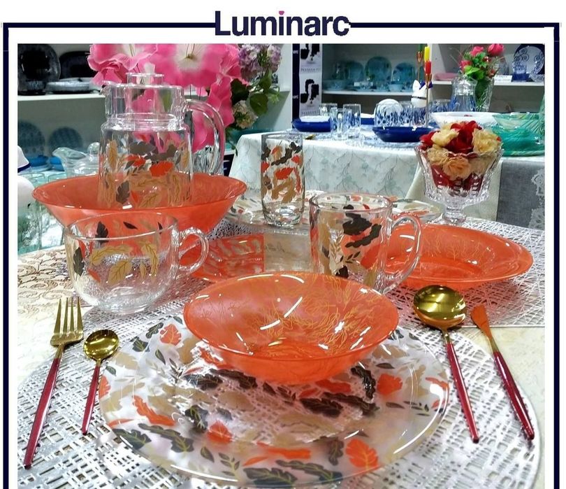 Набор пасуда Luminark завод 46та придметли хар хил ранглари бор