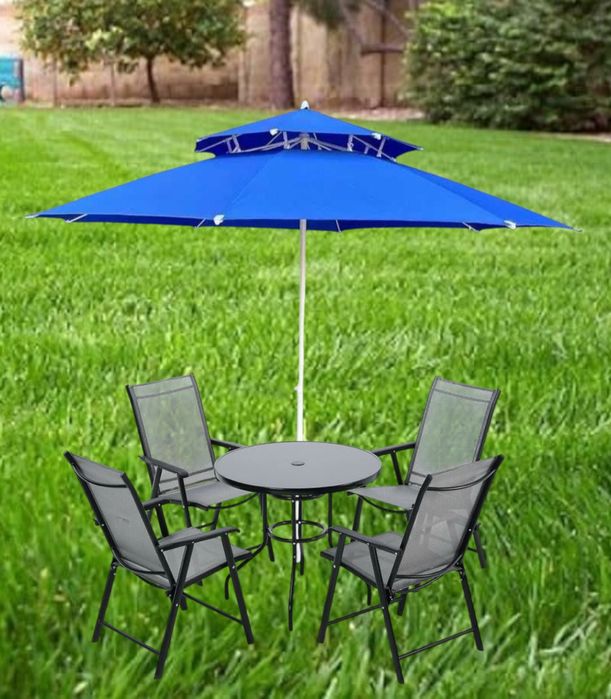 Плажен / Градински чадър с двоен таван + стойка