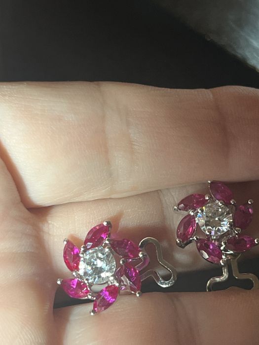 cercei cu topaze roz si albe