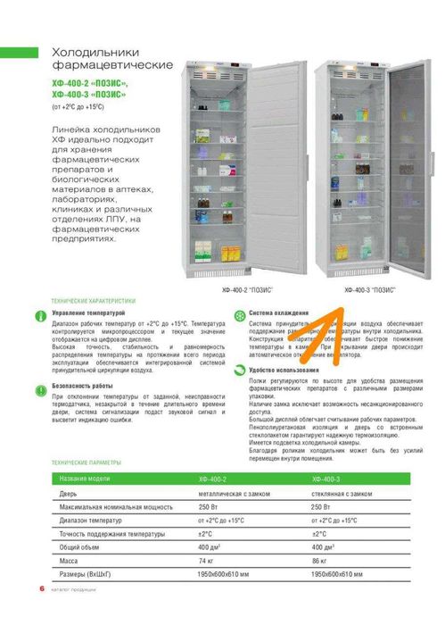 Холодильник фармацевтический ХФ-400-3 "POZIS"