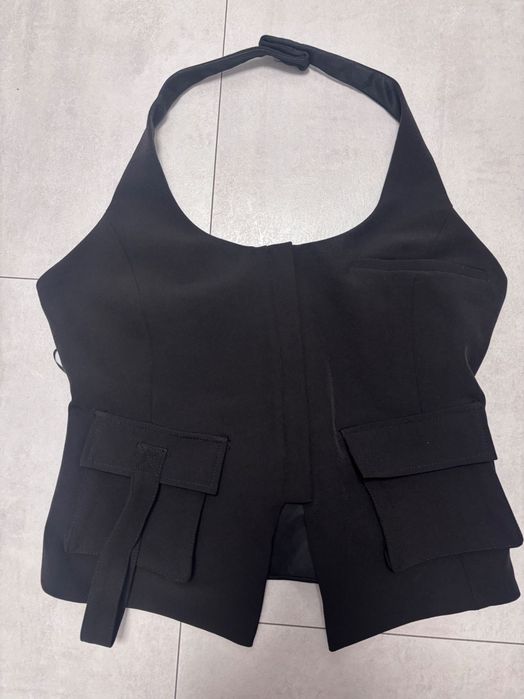 Zara Нов черен дамски топ-елек с цип S