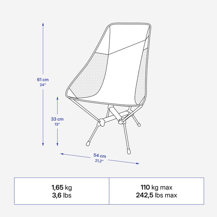 Scaun jos de camping, ultra compact și cu - produs resigilat Decathlon