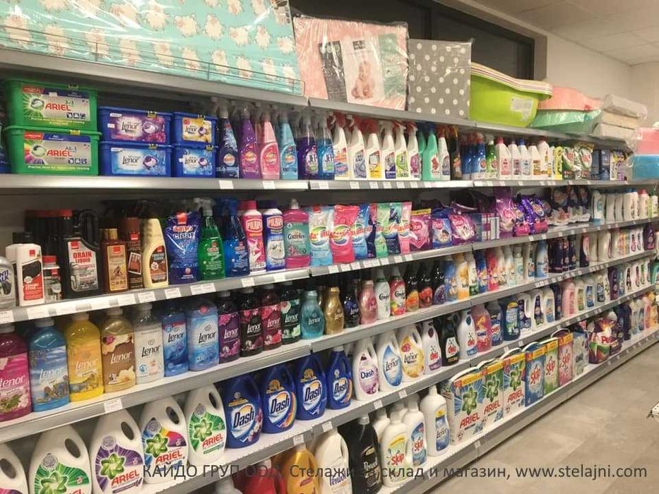 Нови, налични Стелажи за магазин, стенен и островен, метален регал