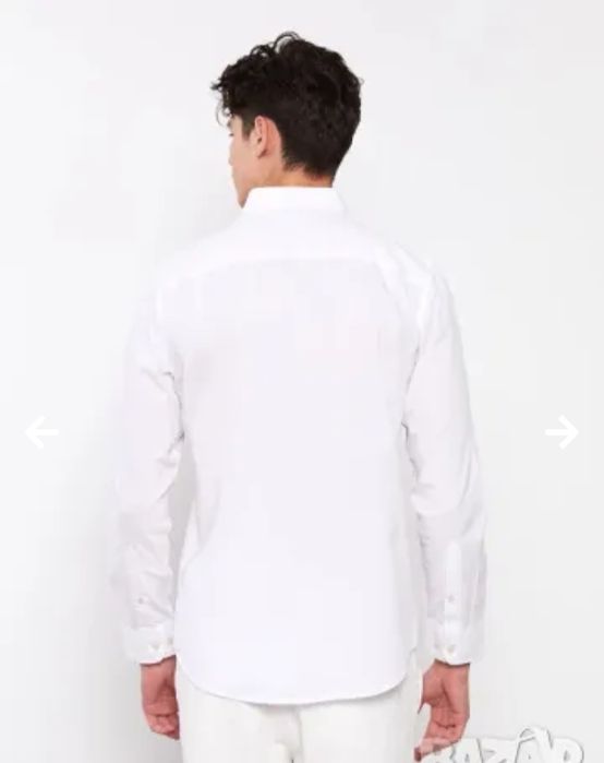 Нова мъжка бяла риза с дълъг ръкав на LC Waikiki - размер М