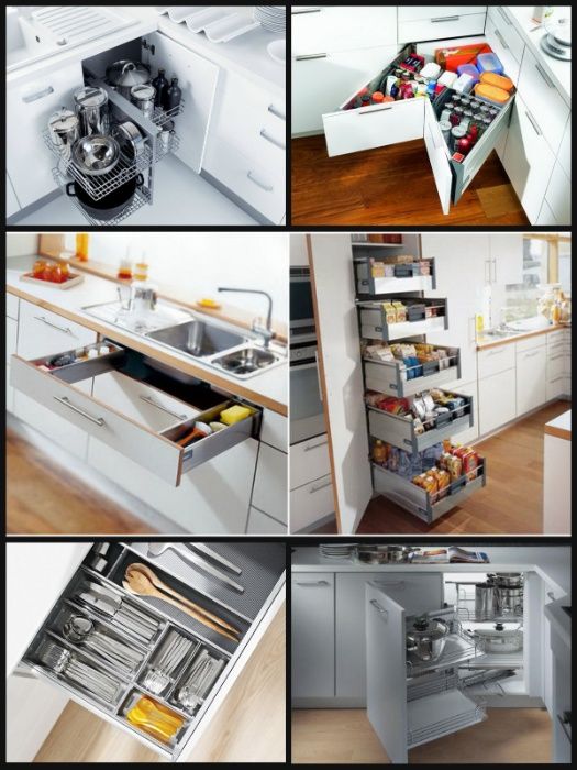 Кухонная мебель в стиле хай-тек и минимализм.