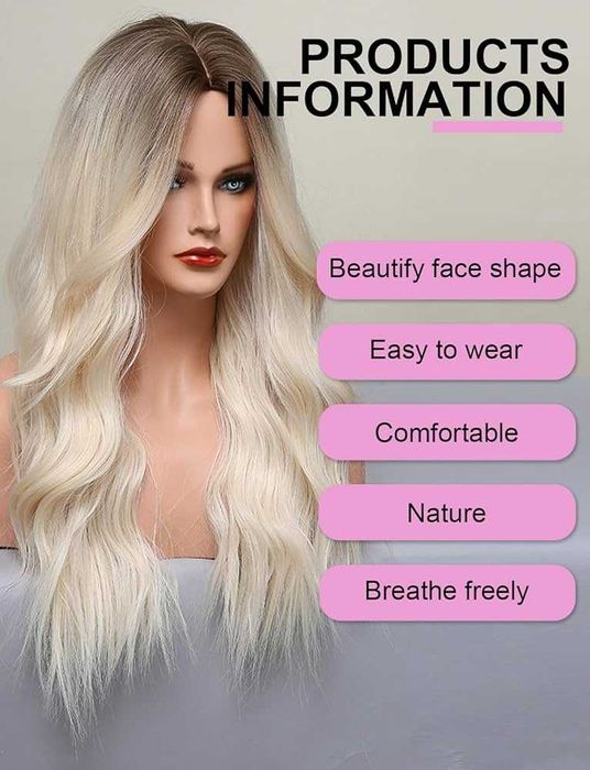 Светло руса омбре перука с тъмни корени на път