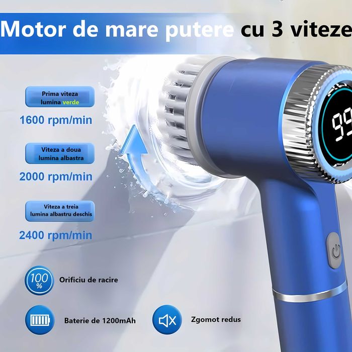 Perie de curatare electrica portabila, ideala pentru bucatarie si baie