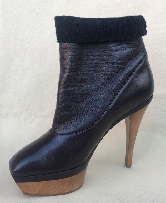 MARNI Superbe Botine Fashion Maro Platforma Lemn Original Piele nr.39