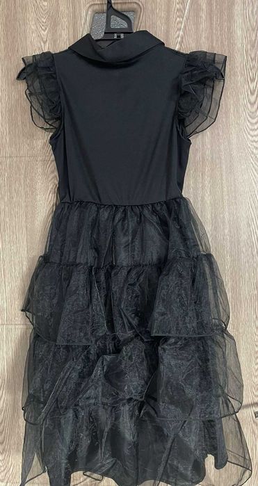 Rochie neagra Wednesday/Halloween, varsta 5-8 ani