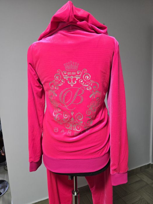 Trening dama roz fucsia din catifea Barbie Girl, model inscripționat