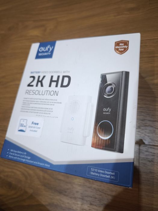 Чисто нов безжичен смарт видео звънец eufy Security S210 Video Doorbell (2K HD) + SD карта