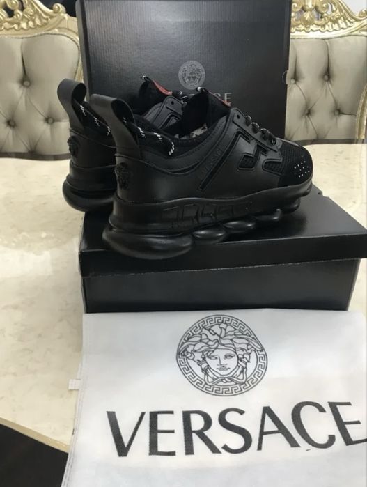 Adidasi Versace chain reaction alb si negru