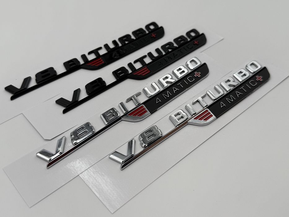 Set Embleme Mercedes V8 biturbo 4Matic+ crom NOU
