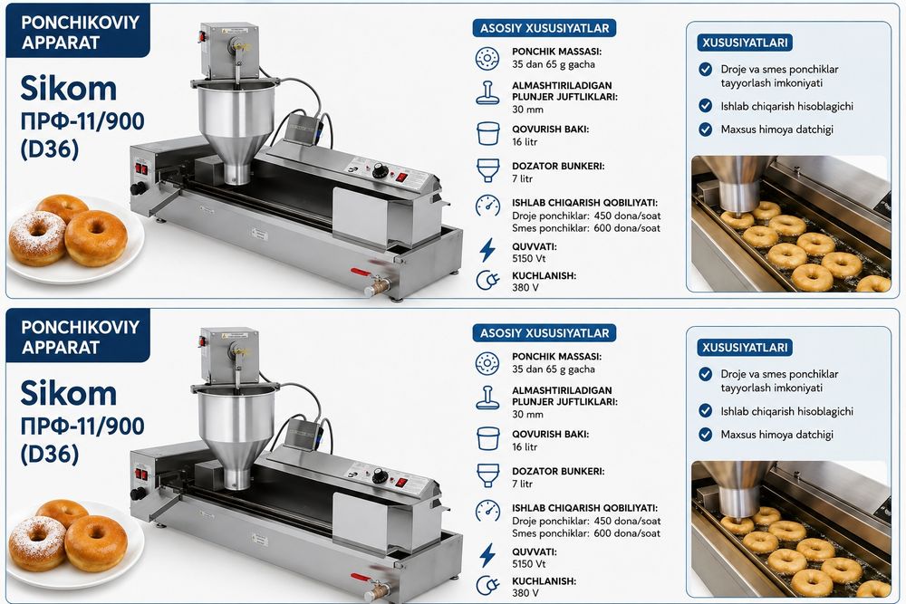 Sikom PRF-11/900 (D36) professional ponchik apparati.