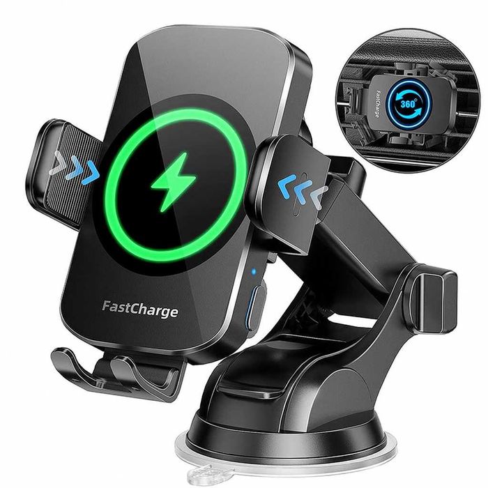 Suport auto telefon, Fast Charging Wireless, cu prindere automata