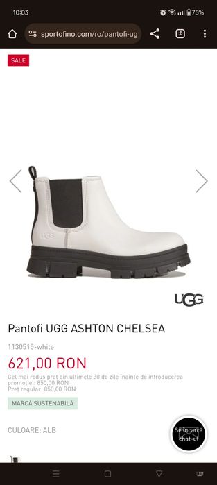 Ghete Chelsea UGG piele alb 37 originale