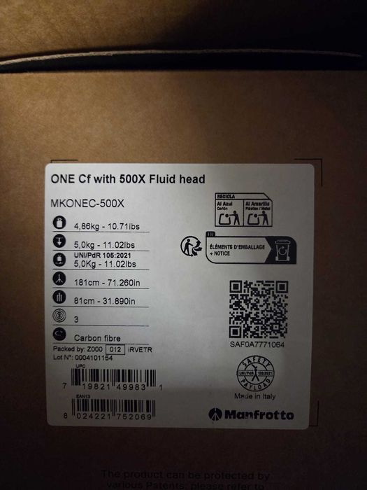 Manfrotto ONE cu cap MVH500XAH kit trepied hibrid carbon
