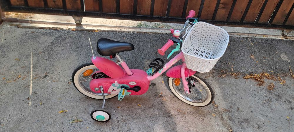 Детски велосипед B’TWIN Unicorn 500, 14”, с аксесоари