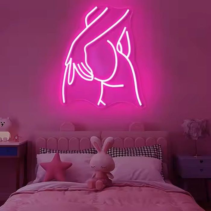 Neon Sexy Lady – Lumina LED Roz 40 x 34 cm, Montaj pe Perete