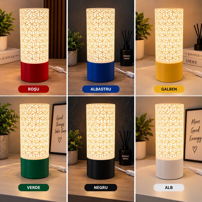 Lampă decorativă 3D cu abajur geometric