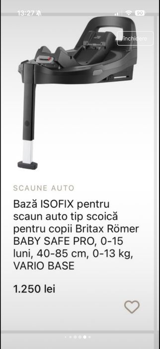 Scoica cu baza isofix rotativ Britax Eomwr