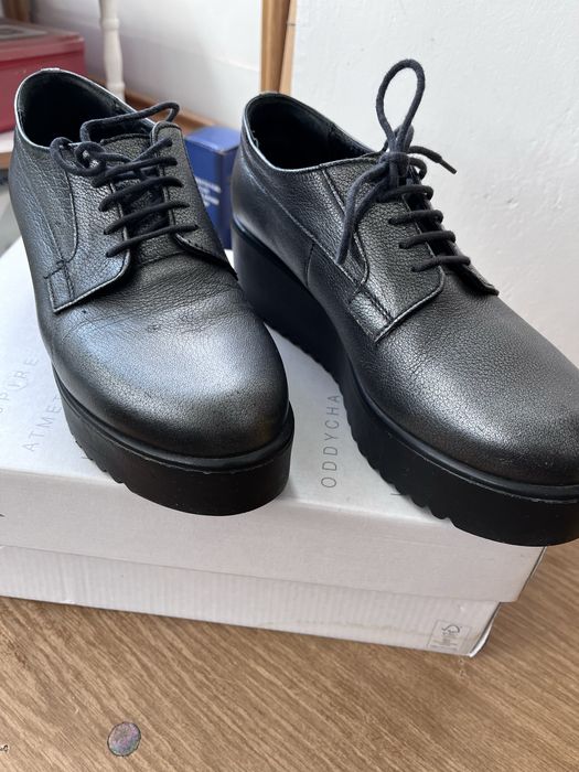 Pantofi wojas dama gri metalizat piele aproape noi