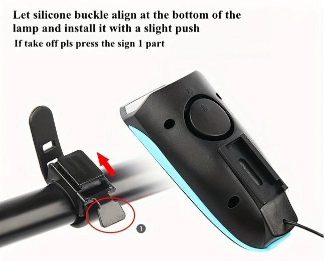 Far lanterna LED 250 lm 2 în 1 sonerie Usb120 db ghidon bicicleta trotineta cursiera mtb 1200 mAh