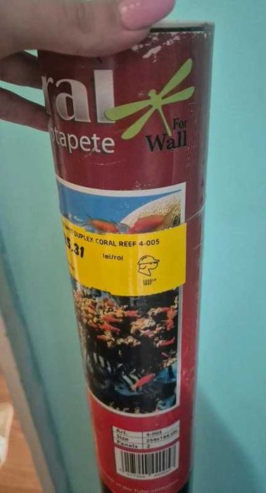 Fototapet duplex nou cu model acvariu mulți pești 254 x 184 cm