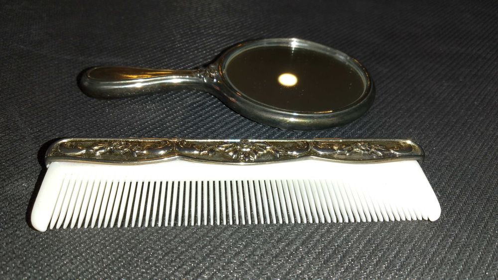 Set obiecte de toaleta Vintage, Silver plated, stil Art Nouveau