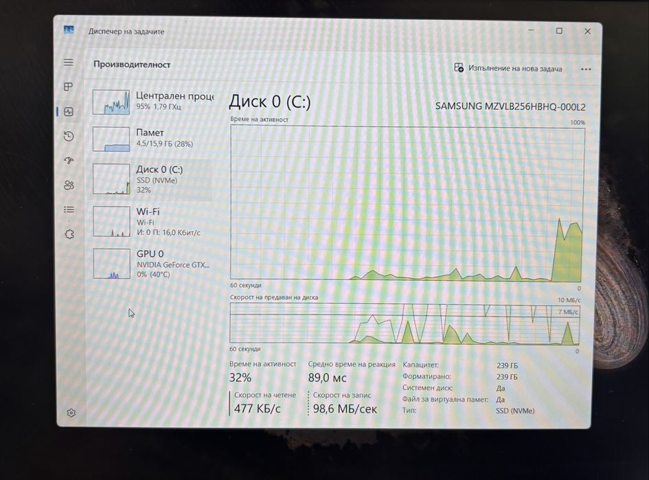 Геймърски лаптоп Lenovo Legion Y540, Intel Core i5 9300H, GTX 1660 Ti 6GB, 16GB ram