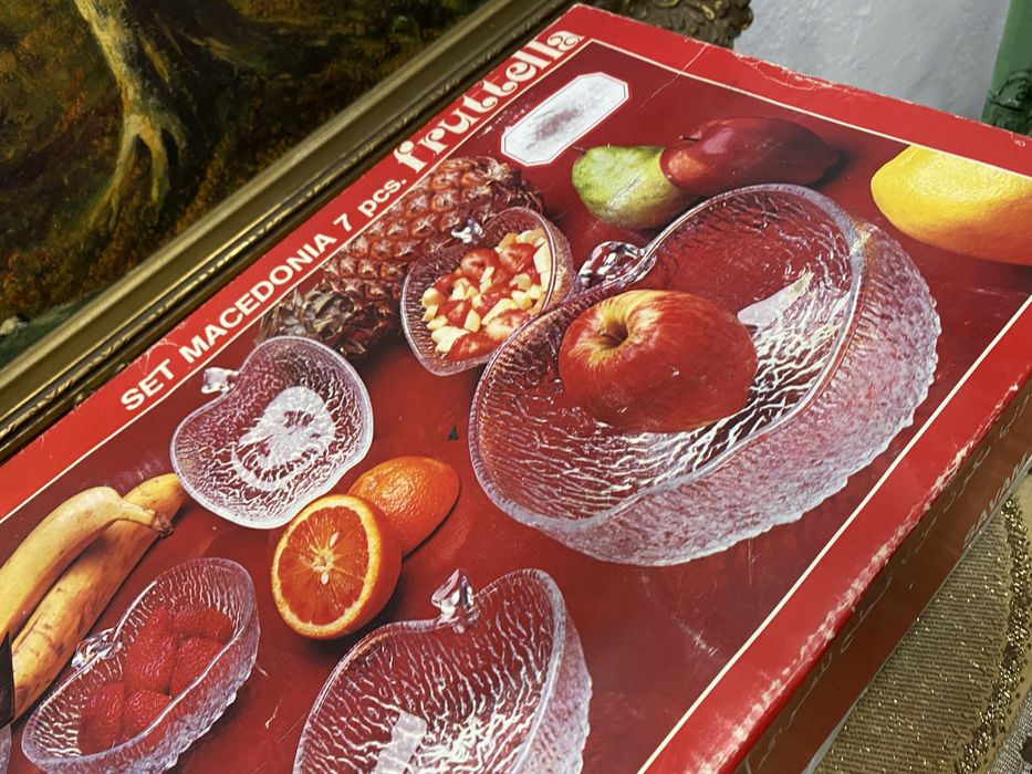 Италиански кристален комплект за ядки и плодове купички