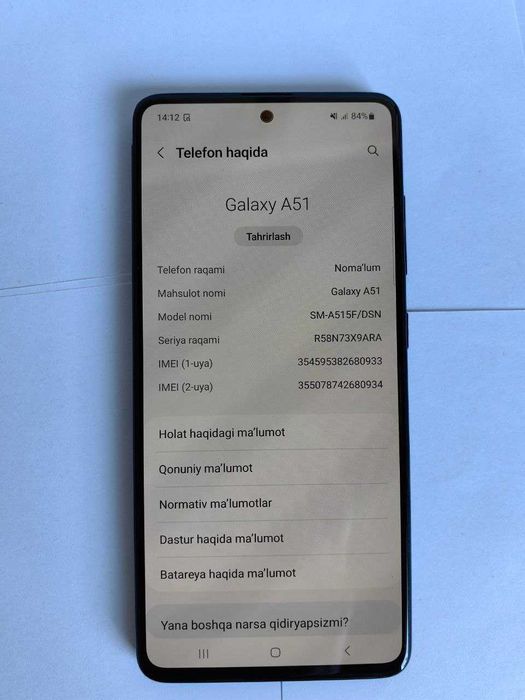 Samsung A51 128GB yaxshi holatda
