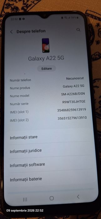 Samsung A22 5Gb arata si functioneaza perfect