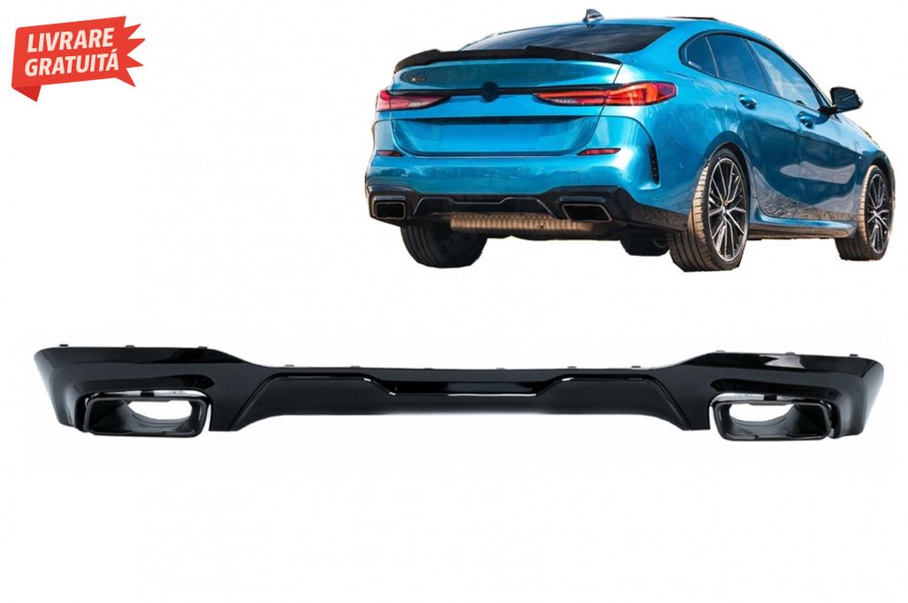 Difuzor Bara Spate cu Evacuare Dubla Negru Lucios BMW 2 Series F44 Gra