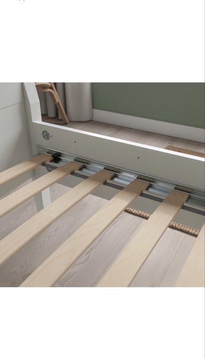 Cadru pat IKEA SLÄKT – alb, 90×200 cm + somieră + saltea cu arcuri