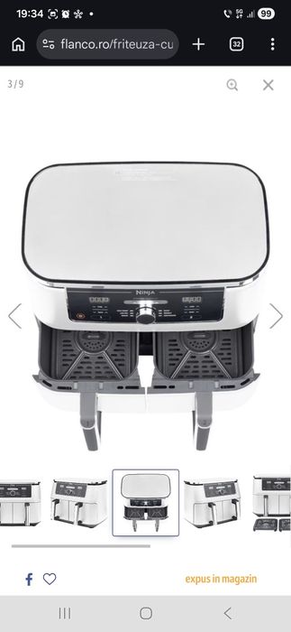 Air fryer Ninja Foodi DualZone AF400EUWH, 2470 W, 9.5 l, 6