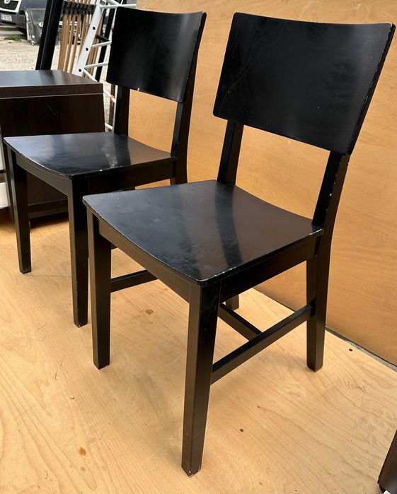 Set 2 Scaune Vintage din lemn masiv; Scaun negru; Scaun solid