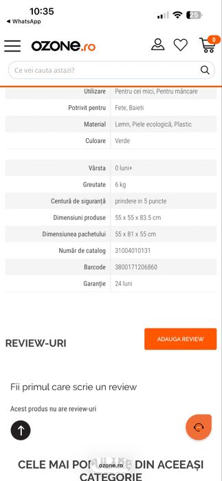 Scaun bebe de masa 2 in 1