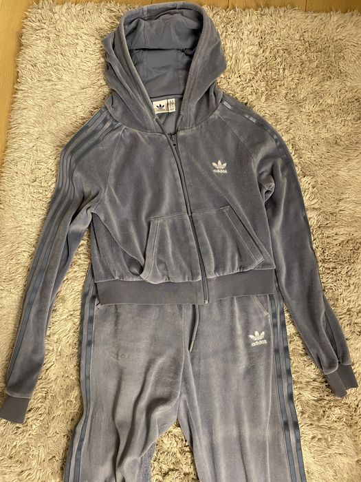 Син велурен анцунт Adidas, S размер