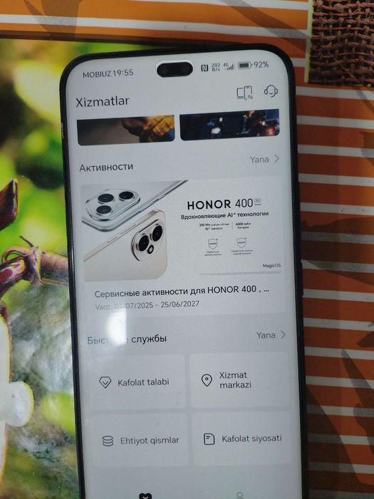 Honor 400 pro 12/512 qora mativiy