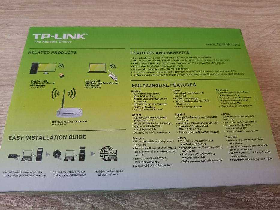 Безжичен адаптер TP-Link - TL-WN722N, бял