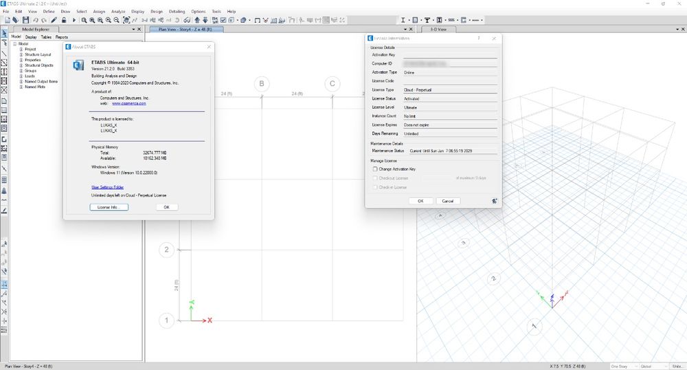CSI ETABS Ultimate 2025 2024 v22.6.0 sau v21 Full Licență Permanentă!