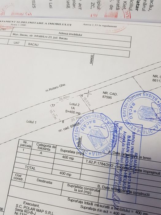 Vindt teren 400 mp în izvoare Bacău  str.înfrățirii nr.23