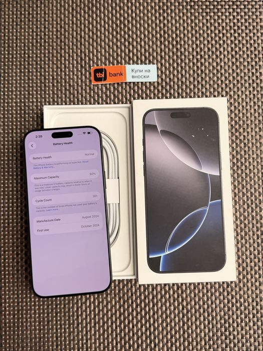 НОВ! 256Gb*ЛИЗИНГ* iPhone 16 Pro Max Blac Titanium  100% БАТЕРИЯ