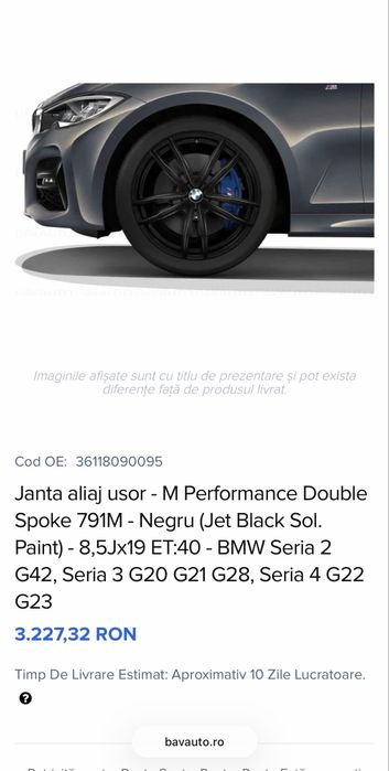Jante Roti iarna BMW M 19” 791 M + Continental TS860S Runflat Omologat