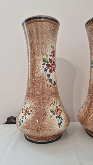 Set 2 vaze ceramice Boch Freres Keramis Belgia 1920-1940 pictate manua