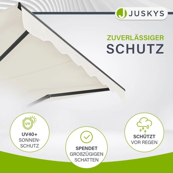 Jaluzea Retractabilă cu Braț Articulat Juskys 300x250 cm (Bej, Protecție UV40+)